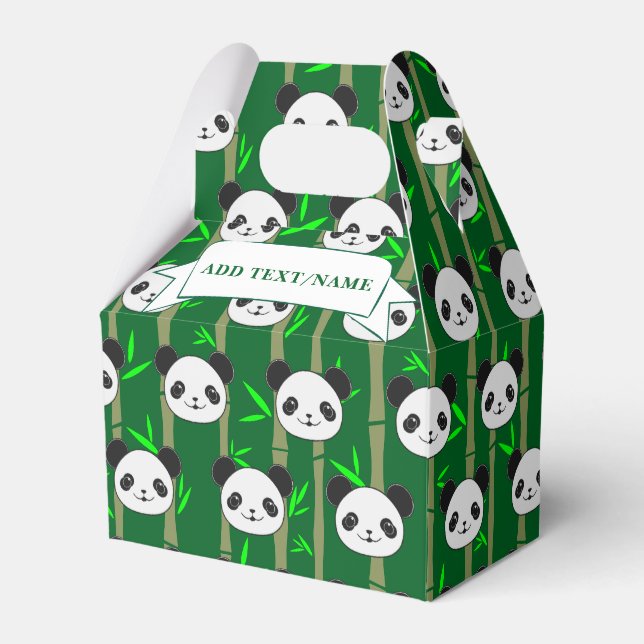 Cute Bamboo Panda Pattern Custom Name Favor Box (Front Side)