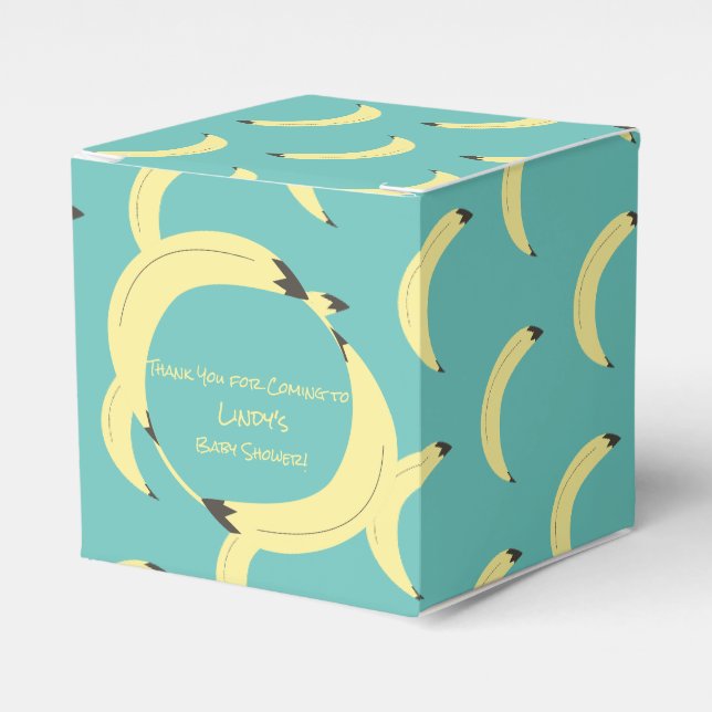 Cute Banana Bunch Teal Baby Shower Pattern  Favor Box (Front Side)