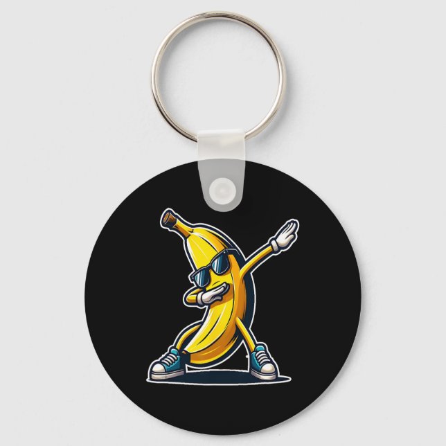 Cute Banana Dabbing Dancing Shirt Funny Kids Print Keychain (Front)