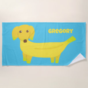 Cute Banana Dog Personalized Beach Towel