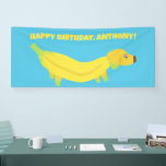 Cute Banana Dogs Custom Party Banner<br><div class="desc">Throw a completely bananas birthday party or other special event with custom party supplies. This banner features a cute illustration of a dog made out of bright yellow bananas. Your personalized message appears in yellow lettering against a bright blue background.</div>