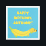 Cute Banana Dogs Custom Party Napkin<br><div class="desc">Throw a completely bananas birthday party or other special event with custom party supplies. These paper napkins feature a cute illustration of a dog made out of bright yellow bananas. Your personalized message appears in yellow lettering against a bright blue background.</div>