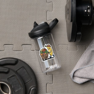 Cute Banana Farmer Pushing Fruit Cart Sticker Water Bottle