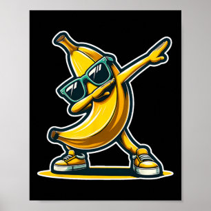 Cute Banana In Sungles Dancing Shirt Funny Kids Pr Poster