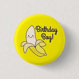 Cute Banana Kids Birthday Kawaii 1 Inch Round Button