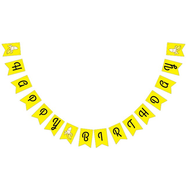 Cute Banana Kids Birthday Kawaii Bunting Flags (All)