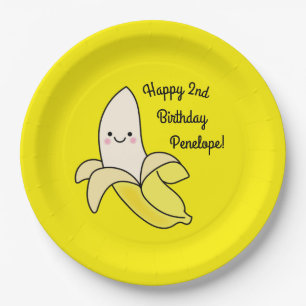 Cute Banana Kids Birthday Kawaii Paper Plate