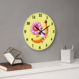 Cute banana lovers kitchen  large clock
