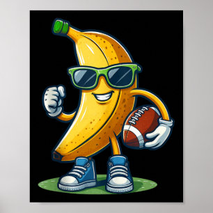 Cute Banana Playing Football Fruit Lover Football  Poster