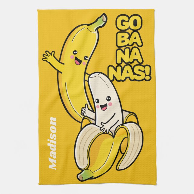 Cute Bananas custom name Kitchen Towel (Vertical)
