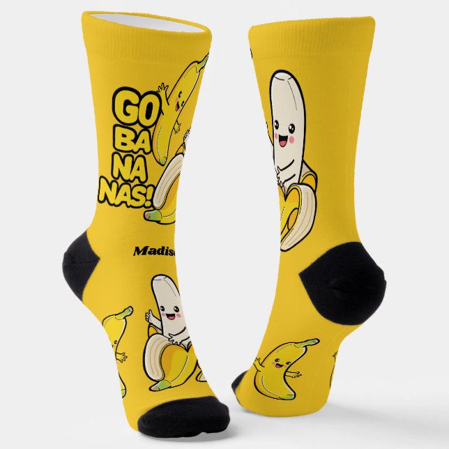 Cute Bananas custom name Socks (Angled)
