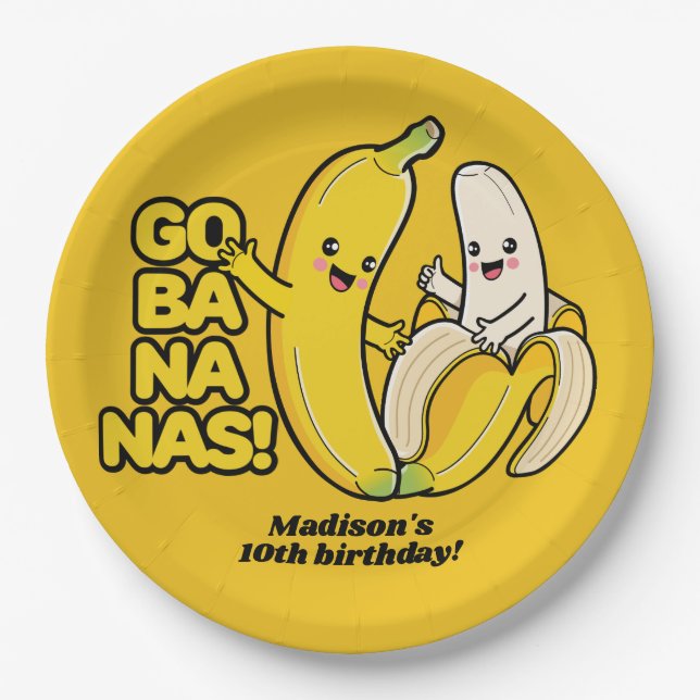 Cute Bananas custom text Paper Plate (Front)