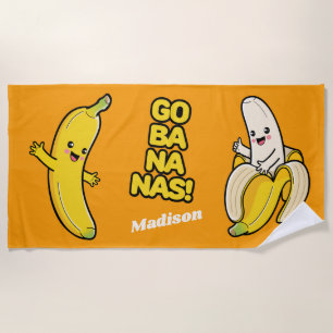 Cute Bananas nom personnalisé serviette de plage