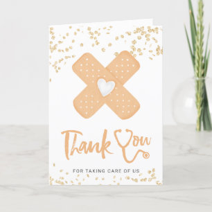 Cute band aid heart stethoscope nurse thank you card