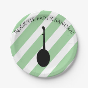 Cute Banjo Rock And Roll Musical Instruments Paper Plate