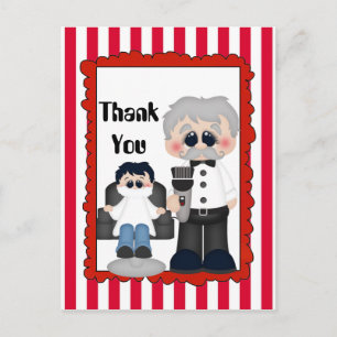 Cute Barber Shop Thank you postcard