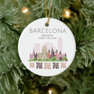 Cute Barcelona Spain Ceramic Ornament