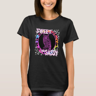 Cute Barn Owl 90s Nostalgia Rainbow Leopard Print T-Shirt