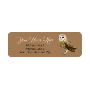 Cute Barn Owl Brown Return Address