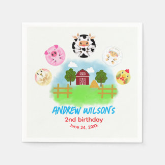 Cute Barn Yard Farm Party Animals Play Balls Napkin