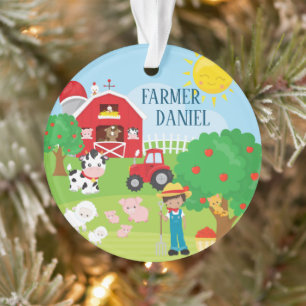 Cute Barnyard Animals, Farmers, Tractor Christmas