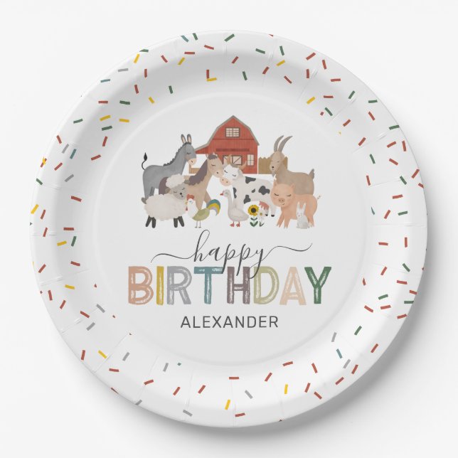 Cute Barnyard Birthday Party Paper Plate (Front)