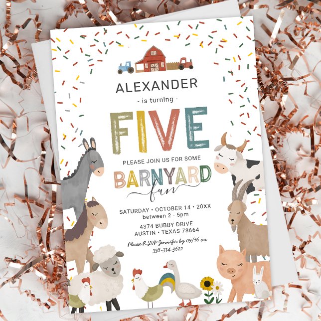 Cute Barnyard Farm 5e anniversaire Invitation (Créateur téléchargé)