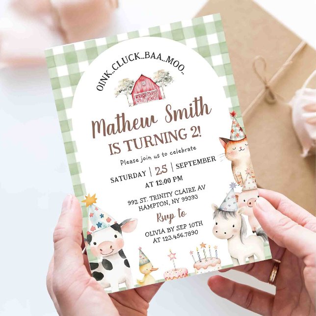 Cute Barnyard Farm Animals 1st Birthday Invitation (Creator Uploaded)