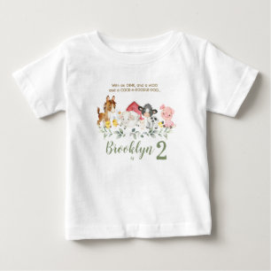 Cute Barnyard Farm Animals 2nd 3rd Birthday Outfit Baby T-Shirt