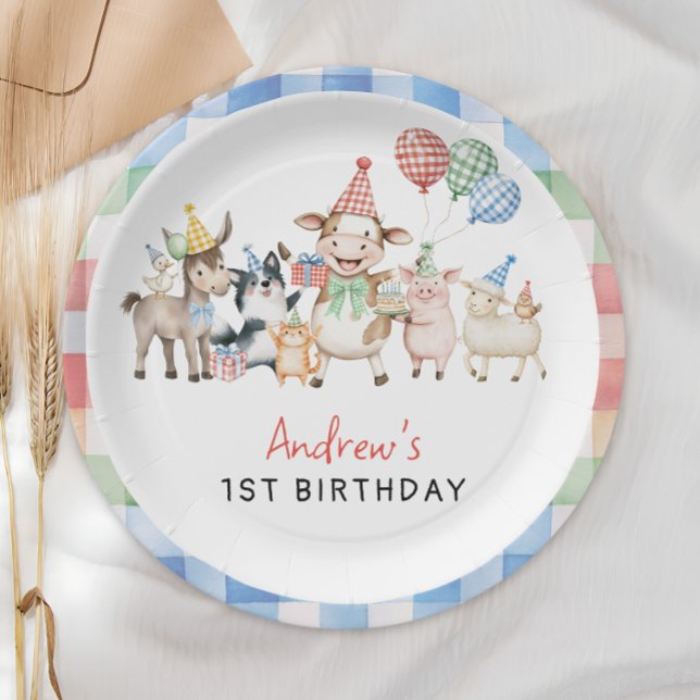 Cute Barnyard Farm Animals Birthday Paper Plate (Creator Uploaded)