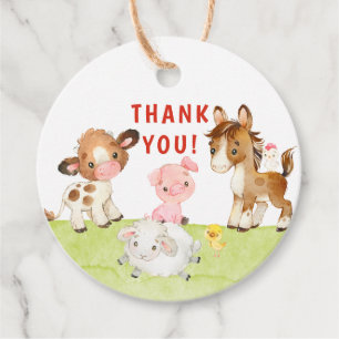 Cute Barnyard Friends Baby Shower Favour Tags