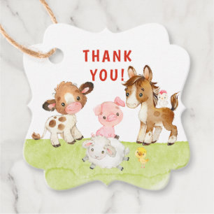 Cute Barnyard Friends Baby Shower Favour Tags