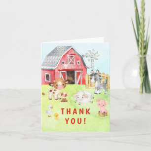 Cute Barnyard Friends Baby Shower Thank You Card