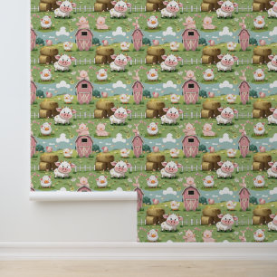 Cute Barnyard Friends Peel and Stick Wallpaper