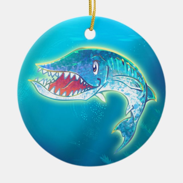 Cute Barracuda Ceramic Ornament (Front)