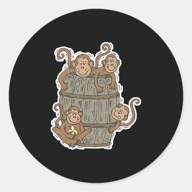 cute barrel of monkeys classic round sticker (Front)