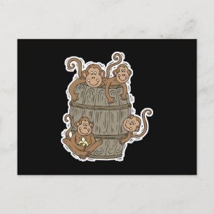 cute barrel of monkeys postcard