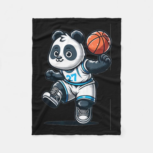 Cute Basball Player Panda Fleece Blanket (Front)