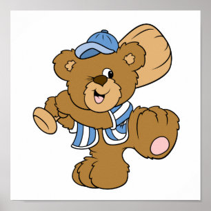 Cute Baseball Bear Poster