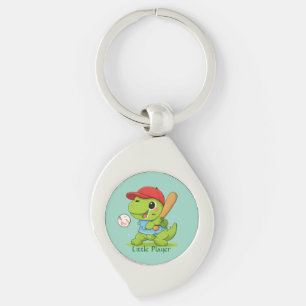Cute Baseball Dinosaur T-Rex Sports Illustration Keychain
