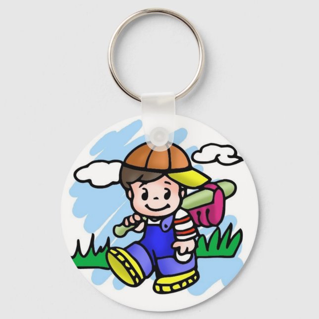 Cute Baseball Kid Keychain (Front)