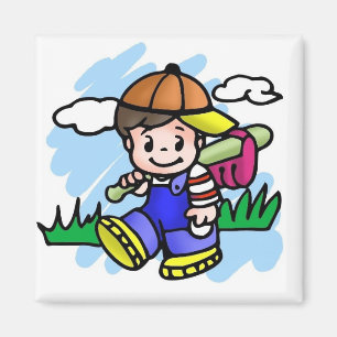 Cute Baseball Kid Magnet