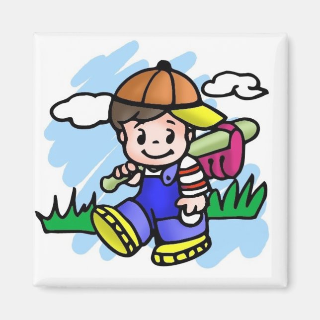 Cute Baseball Kid Magnet (Front)