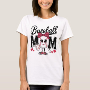 Cute Baseball Mom Coquette T-Shirt