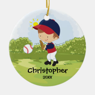 Cute Baseball Player Sport Christmas Ornament
