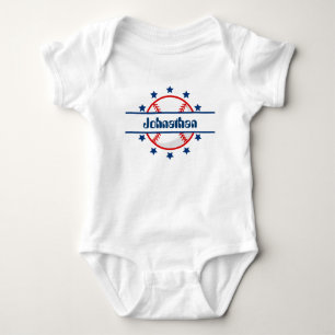 Cute baseball sports add name baby boy bodysuit