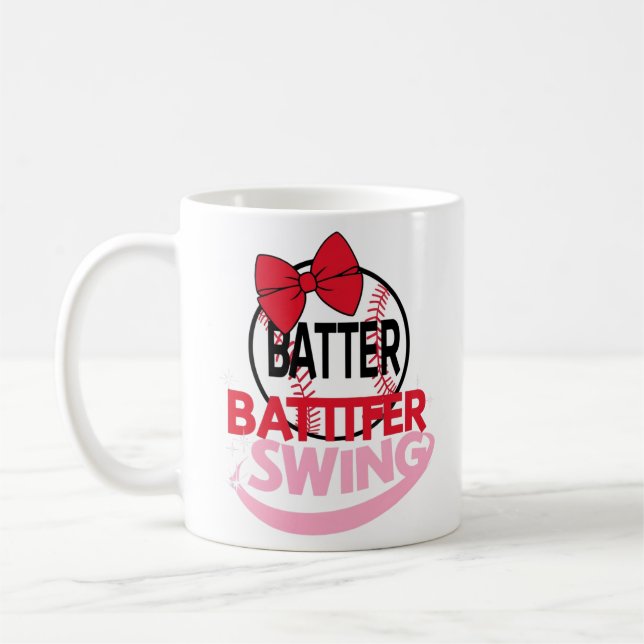  Cute Baseball-Themed "Batter Batter Swing" Design Coffee Mug (Left)