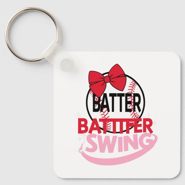  Cute Baseball-Themed "Batter Batter Swing" Design Keychain (Front)