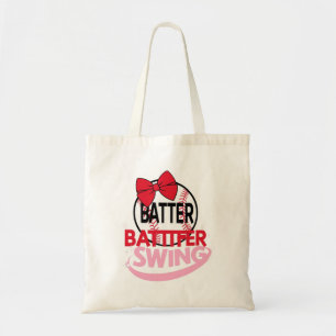 Cute Baseball-Themed "Batter Batter Swing" Design Tote Bag