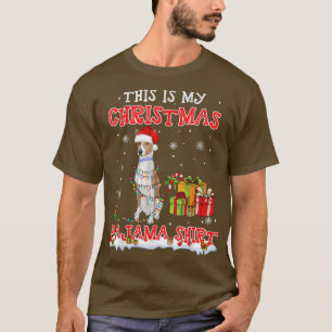 Cute Basenji On Snow   Christmas Pajama  T-Shirt